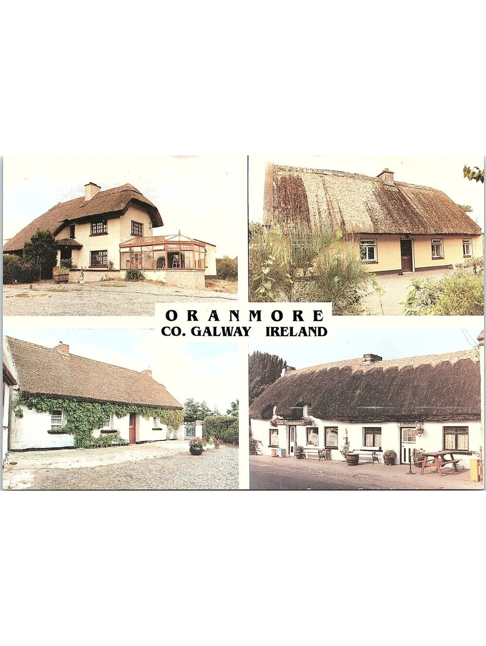 Vintage Postcard Oranmore Galway Bay Thatched Buildings Ireland